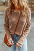 Soft Waffle Knit Exposed Seam Raglan Top