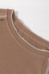 Soft Waffle Knit Exposed Seam Raglan Top
