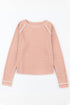 Soft Waffle Knit Exposed Seam Raglan Top