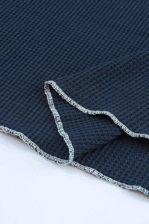 Soft Waffle Knit Exposed Seam Raglan Top