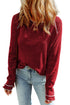 Soft Waffle Knit Exposed Seam Raglan Top