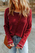 Soft Waffle Knit Exposed Seam Raglan Top