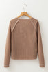 Soft Waffle Knit Exposed Seam Raglan Top