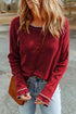 Soft Waffle Knit Exposed Seam Raglan Top