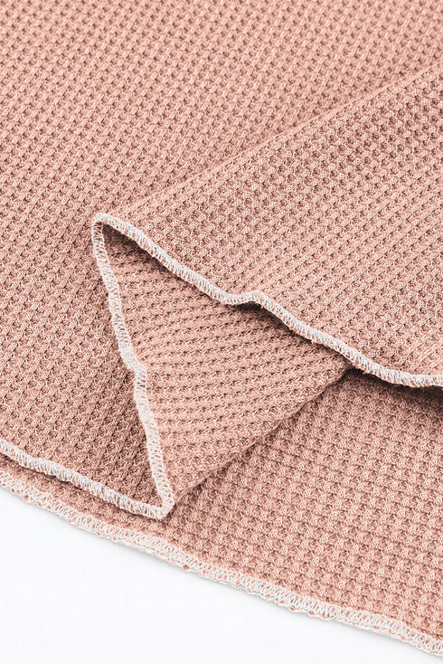 Soft Waffle Knit Exposed Seam Raglan Top