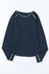 Soft Waffle Knit Exposed Seam Raglan Top