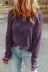 Soft Waffle Knit Exposed Seam Raglan Top