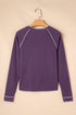Soft Waffle Knit Exposed Seam Raglan Top