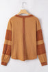 Soft Waffle Knit Exposed Seam Relaxed Henley Top