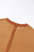 Soft Waffle Knit Exposed Seam Relaxed Henley Top