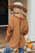 Soft Waffle Knit Exposed Seam Relaxed Henley Top