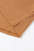 Soft Waffle Knit Exposed Seam Relaxed Henley Top