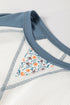 Soft Waffle Knit Floral Print Patchwork Raglan Top