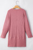 Soft Waffle Knit Open Front Pocketed Cardigan