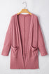 Soft Waffle Knit Open Front Pocketed Cardigan