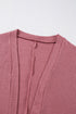 Soft Waffle Knit Open Front Pocketed Cardigan