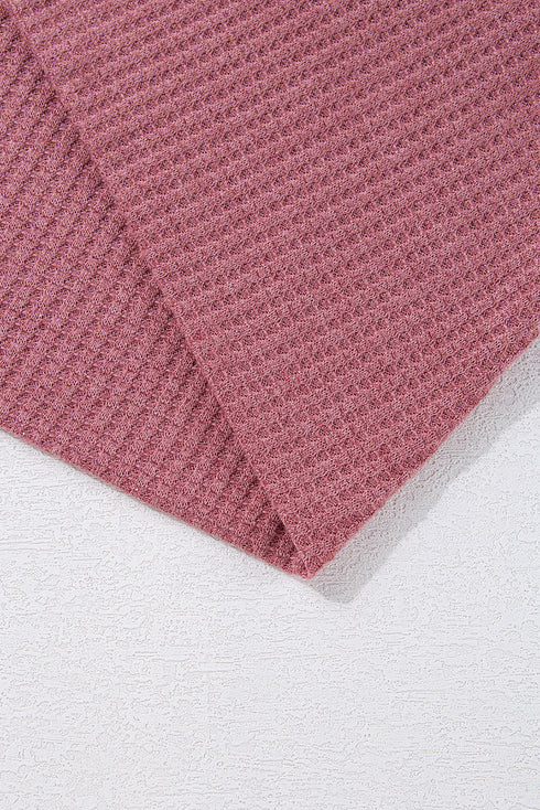 Soft Waffle Knit Open Front Pocketed Cardigan