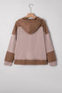 Soft Waffle Knit Panel Button Pullover Hoodie