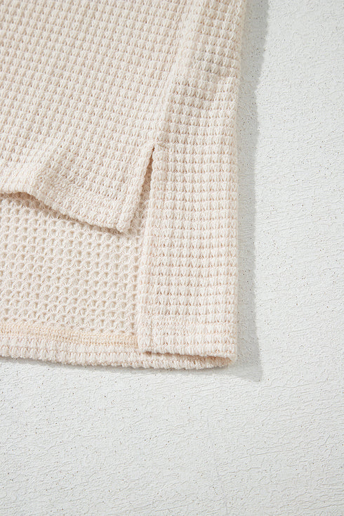 Soft Waffle Knit Seamed Casual Short Sleeve Top