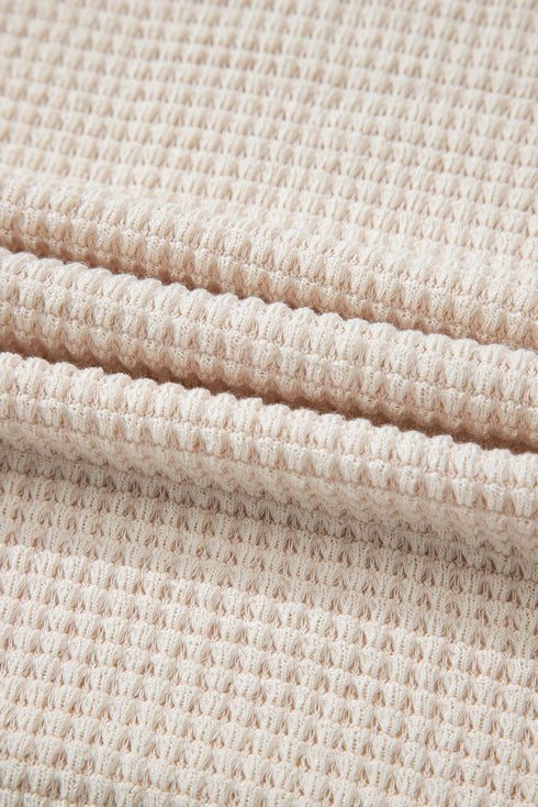 Soft Waffle Knit Seamed Casual Short Sleeve Top