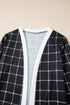 Soft Windowpane Plaid Open Front Knit Cardigan