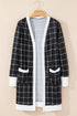 Soft Windowpane Plaid Open Front Knit Cardigan