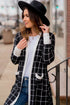 Soft Windowpane Plaid Open Front Knit Cardigan