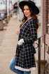Soft Windowpane Plaid Open Front Knit Cardigan