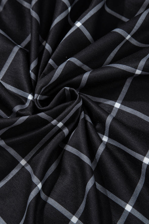 Soft Windowpane Plaid Open Front Knit Cardigan
