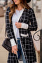 Soft Windowpane Plaid Open Front Knit Cardigan