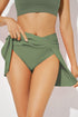Solid Active Criss Cross Waist Flared Swim Skirt Bottoms