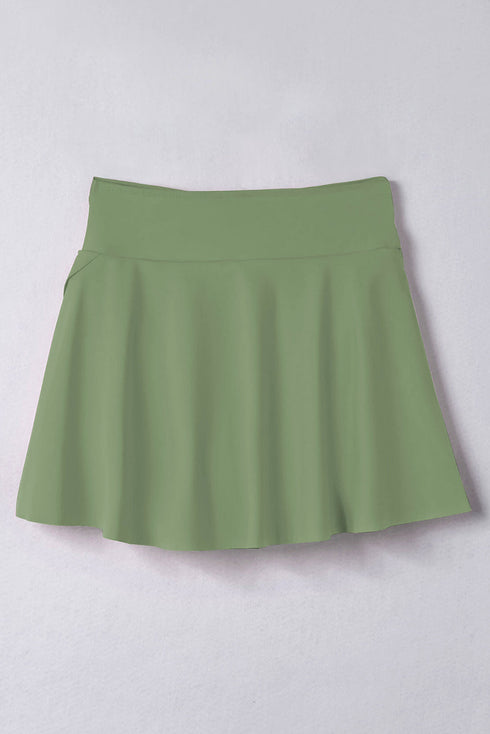 Solid Active Criss Cross Waist Flared Swim Skirt Bottoms