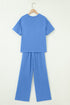 Solid Active Oversized Tee Pocketed Wide Leg Pant Set