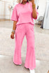 Solid Active Oversized Tee Pocketed Wide Leg Pant Set