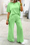 Solid Active Oversized Tee Pocketed Wide Leg Pant Set