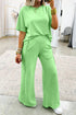 Solid Active Oversized Tee Pocketed Wide Leg Pant Set