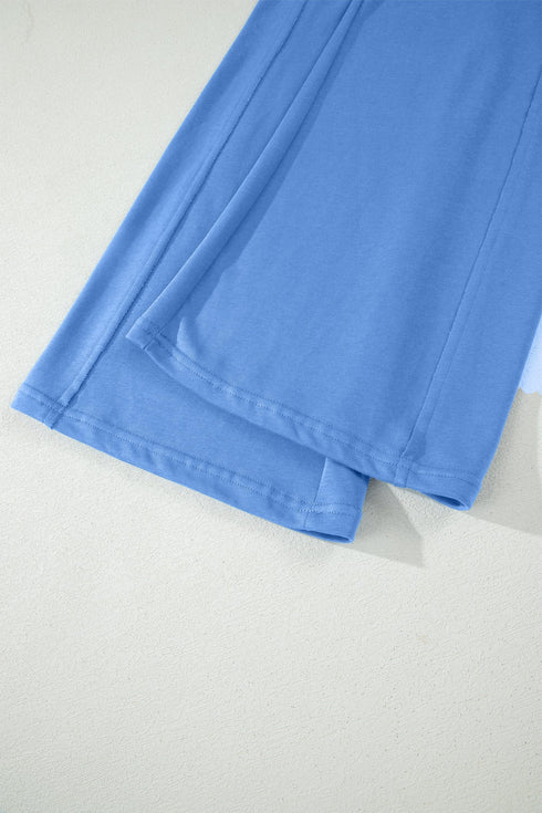 Solid Active Oversized Tee Pocketed Wide Leg Pant Set