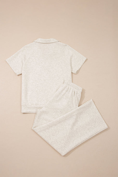 Solid Active Polo Tee Casual Matching Pant Set