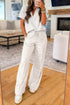 Solid Active Polo Tee Casual Matching Pant Set
