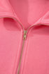 Solid Active Ruffled Sleeve Half Zipped Short Set