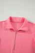 Solid Active Ruffled Sleeve Half Zipped Short Set