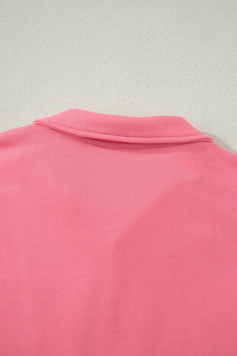 Solid Active Ruffled Sleeve Half Zipped Short Set