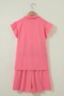 Solid Active Ruffled Sleeve Half Zipped Short Set