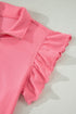 Solid Active Ruffled Sleeve Half Zipped Short Set
