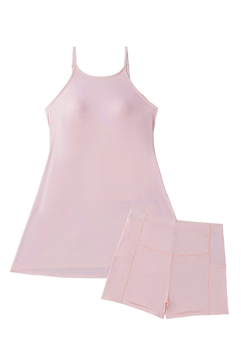 Solid Active Tunic Tank Athletic Shorts Two Piece Dress