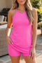 Solid Active Tunic Tank Athletic Shorts Two Piece Dress