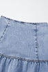 Solid Asymmetric Ruffle Overlay Casual Denim Skirt