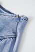Solid Asymmetric Ruffle Overlay Casual Denim Skirt