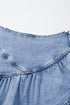 Solid Asymmetric Ruffle Overlay Casual Denim Skirt
