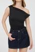 Solid Asymmetrical Neck Slim Fit Modern Tank Top
